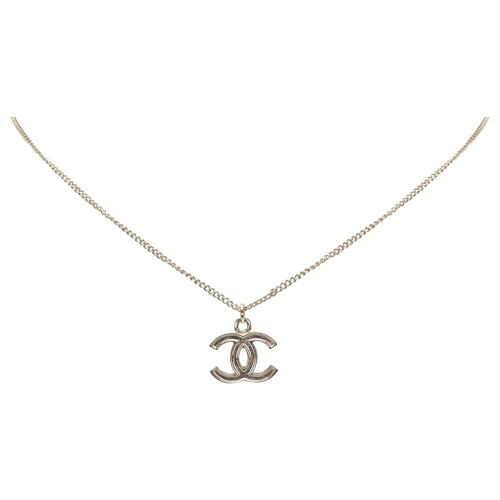 Vintage 90s Chanel CC Logo Gold Plated Chain Pendant Necklace  Mint Market