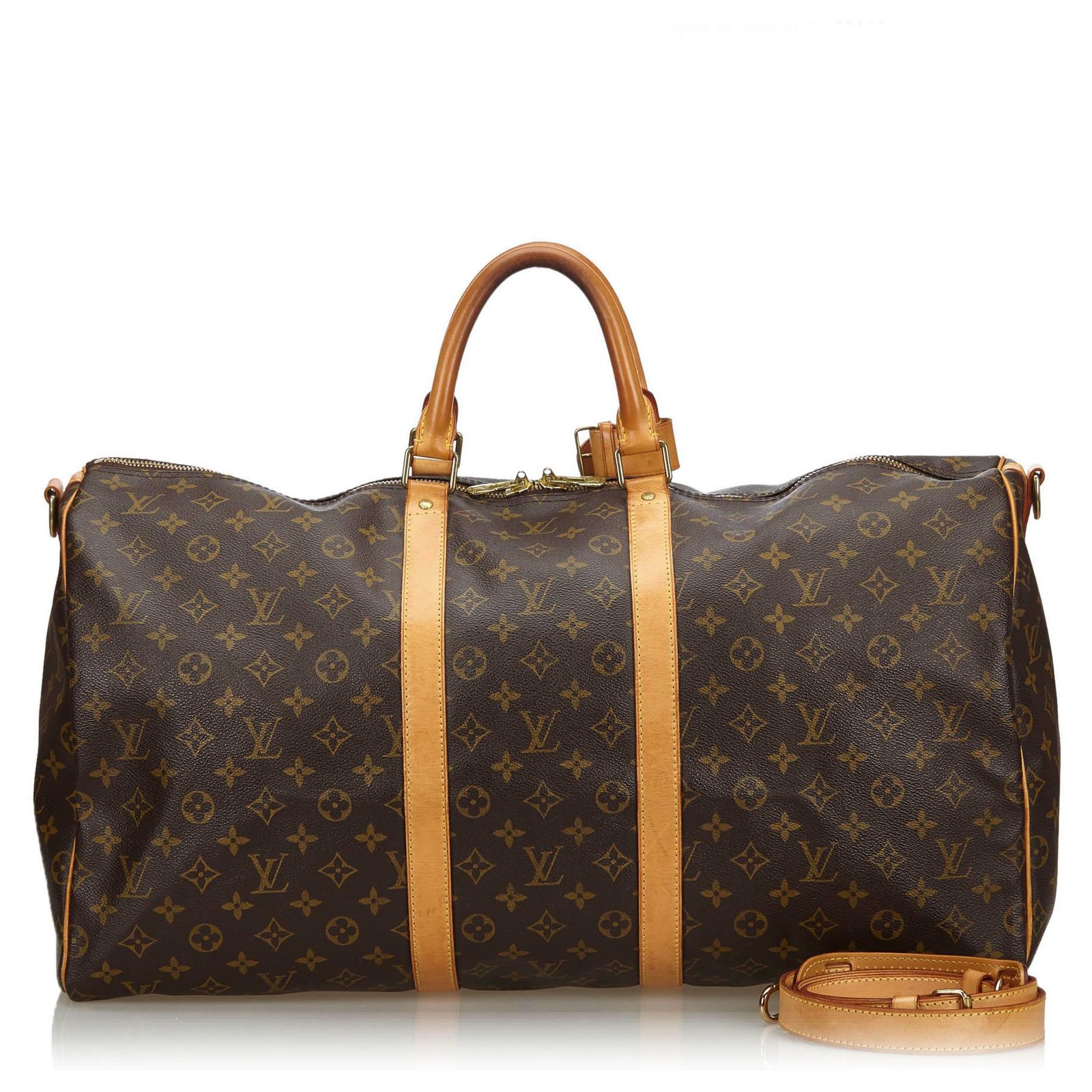 Louis Vuitton Monogram Keepall Bandouliere 55 Brown Cloth ref