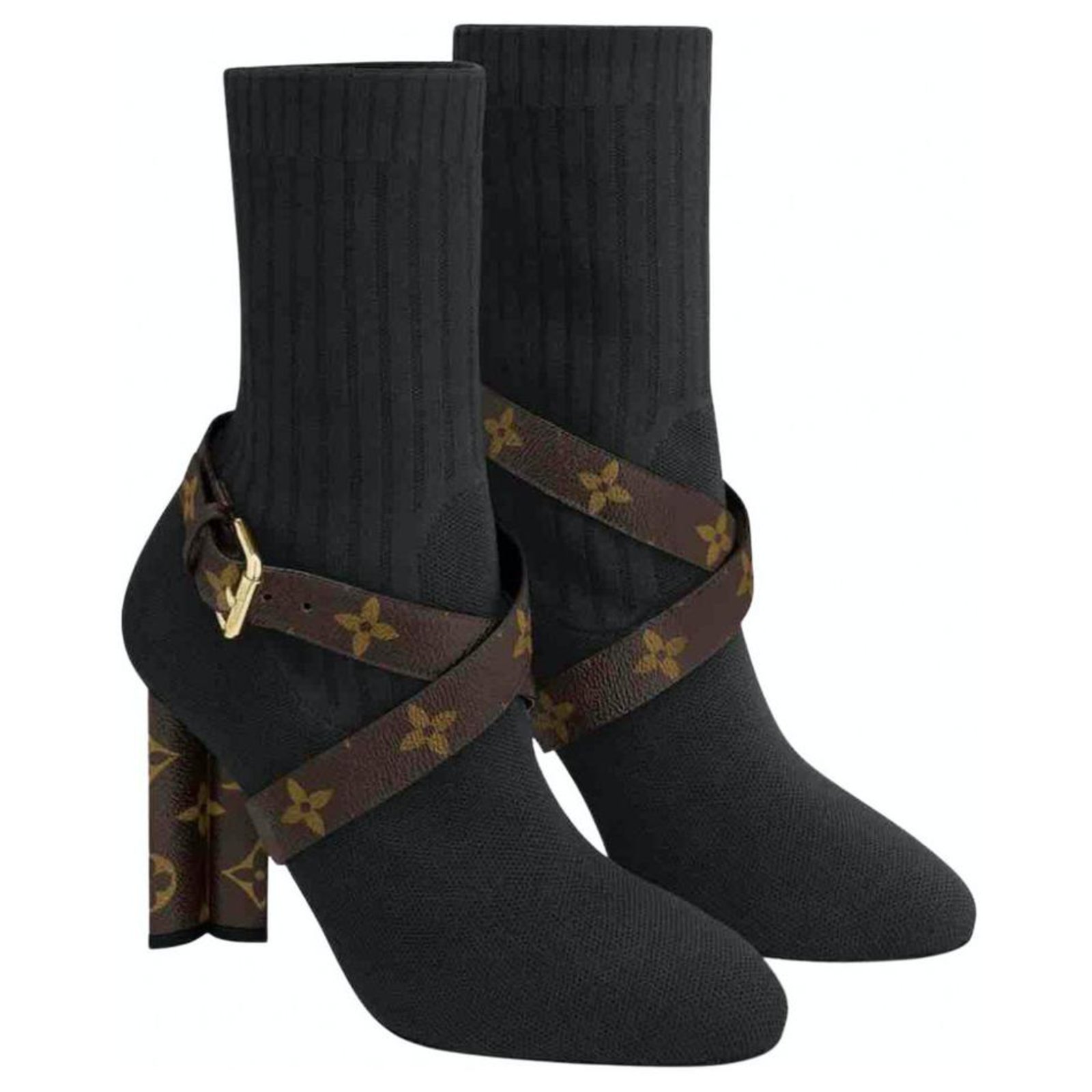 Cloth ankle boots Louis Vuitton Black size 38 EU in Cloth - 22714728