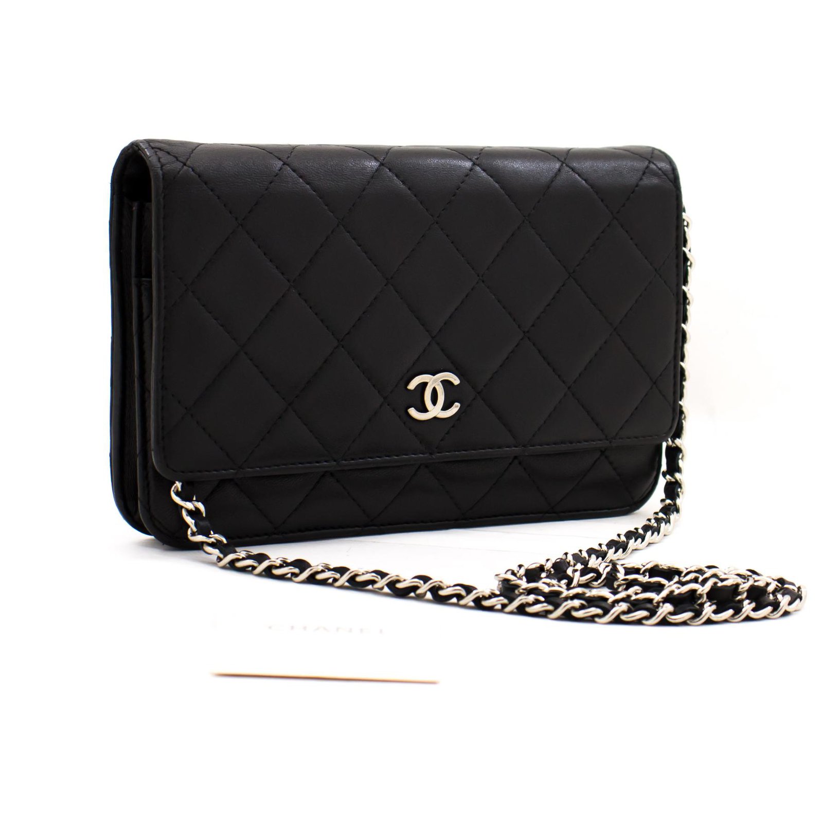 CHANEL Black Wallet On Chain WOC Shoulder Bag Crossbody Lambskin Leather  ref.228513 - Joli Closet