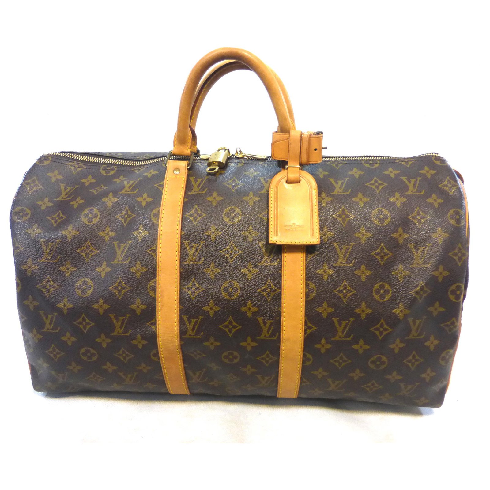 Louis Vuitton keepall 50 Monogram Brown Leather ref.682569 - Joli