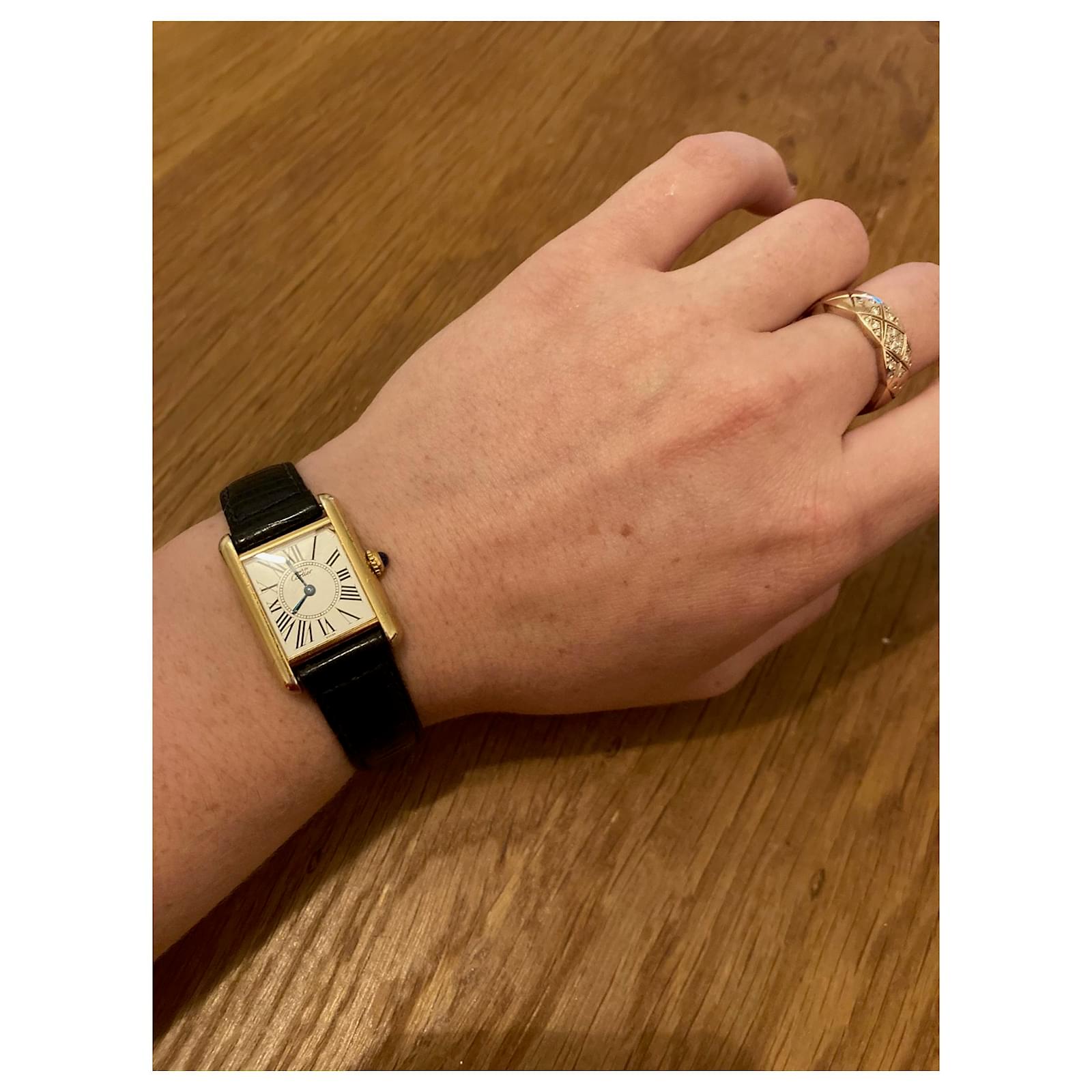 Orologio Cartier Tank Nero D'oro Placcato in oro ref.229186 - Joli Closet