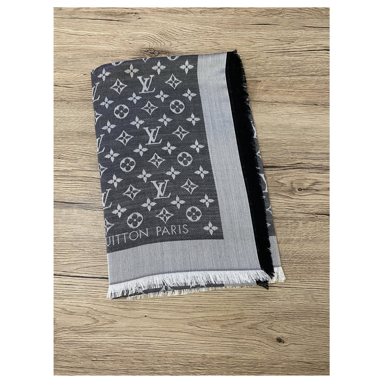 Louis Vuitton monogram denim shawl black