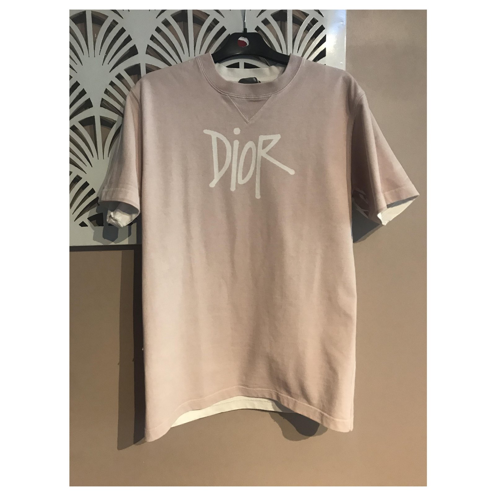 Dior Homme Dior x Shawn Stussy 2020 Dyed Logo TShirt w Tags  Pink  TShirts Clothing  HMM32219  The RealReal