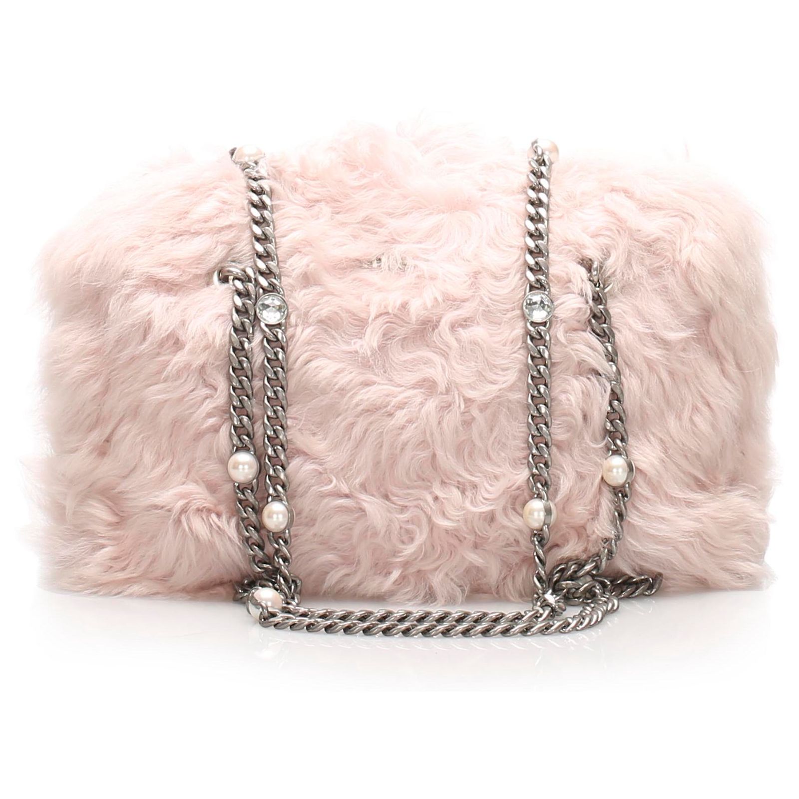 Miu Miu Pink Fur Crystal Shoulder Bag ref.229318 - Joli Closet