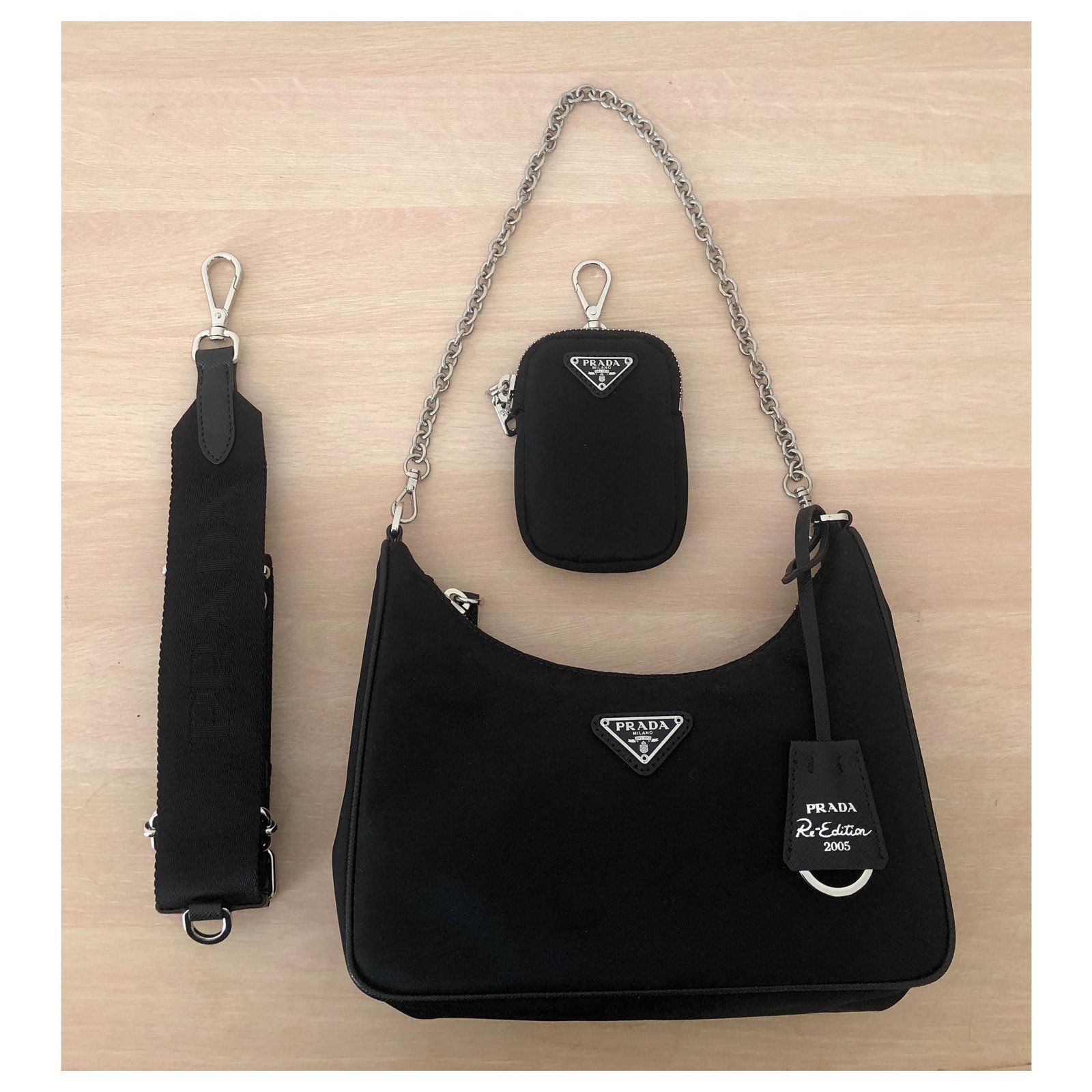 Black Saffiano leather-trimmed Re-Nylon backpack, Prada
