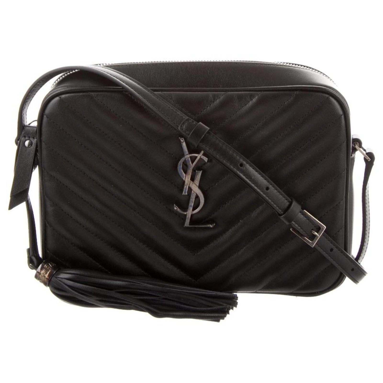 Saint Laurent Lou Mini Quilted Camera Bag in Black Leather ref