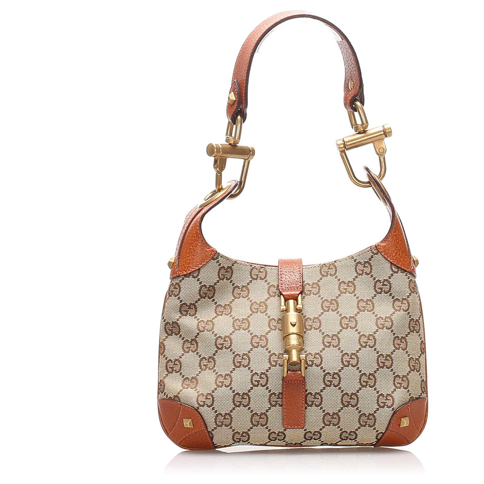 GUCCI-Jackie-GG-Canvas-Leather-Shoulder-Bag-Brown-120888 – dct-ep_vintage  luxury Store