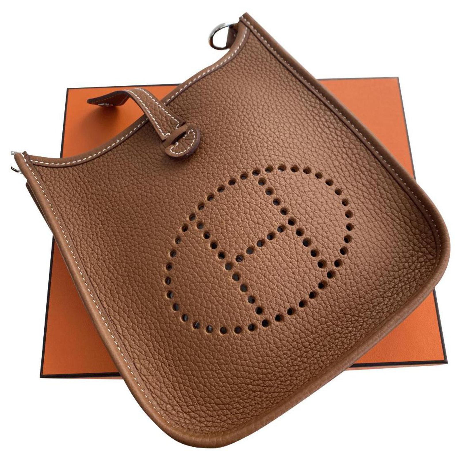 Hermes Brown Leather Drawstring Bucket Sling Evelyne Bag 1H0123