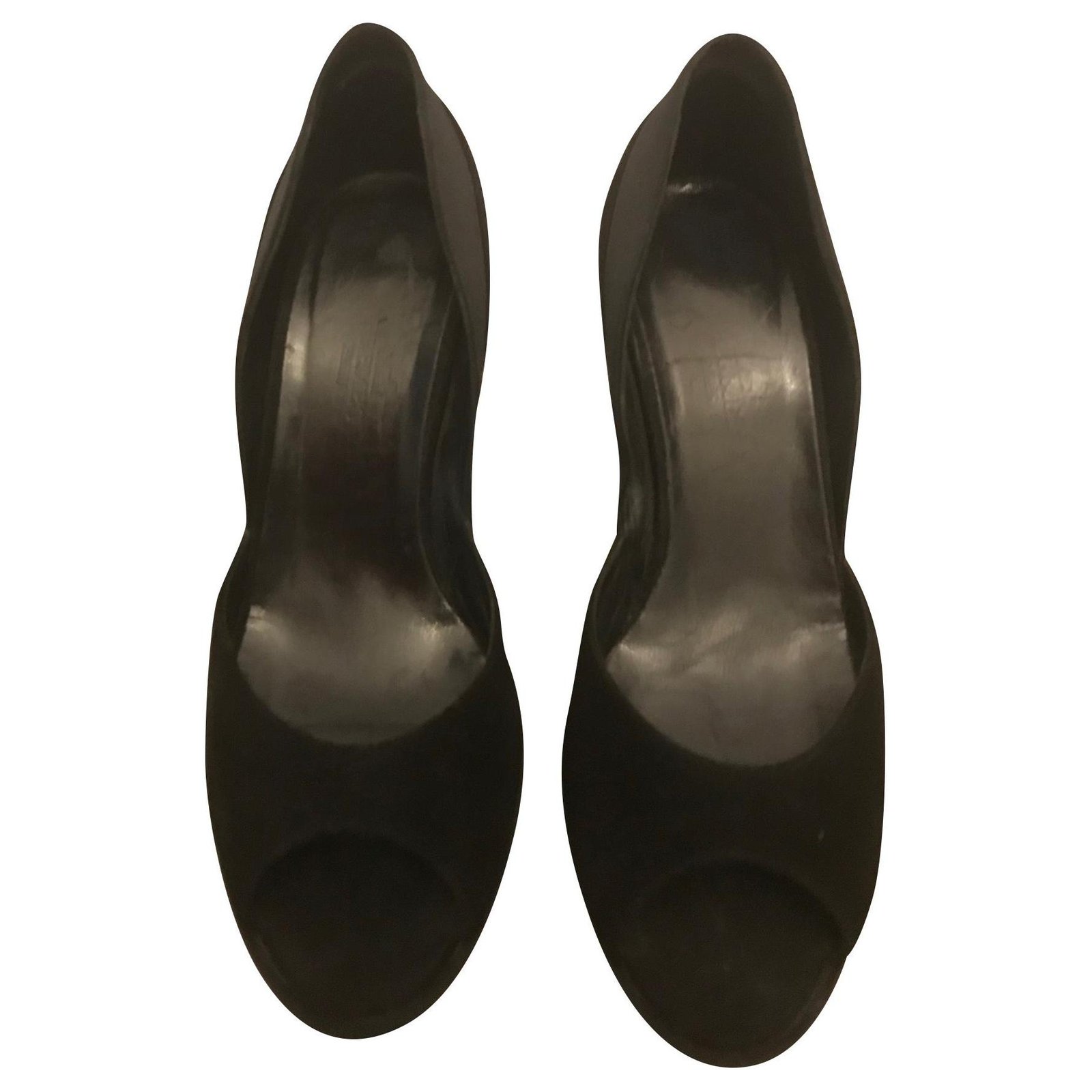 Hermès Open toe pumps Black Deerskin Satin ref.230528 - Joli Closet