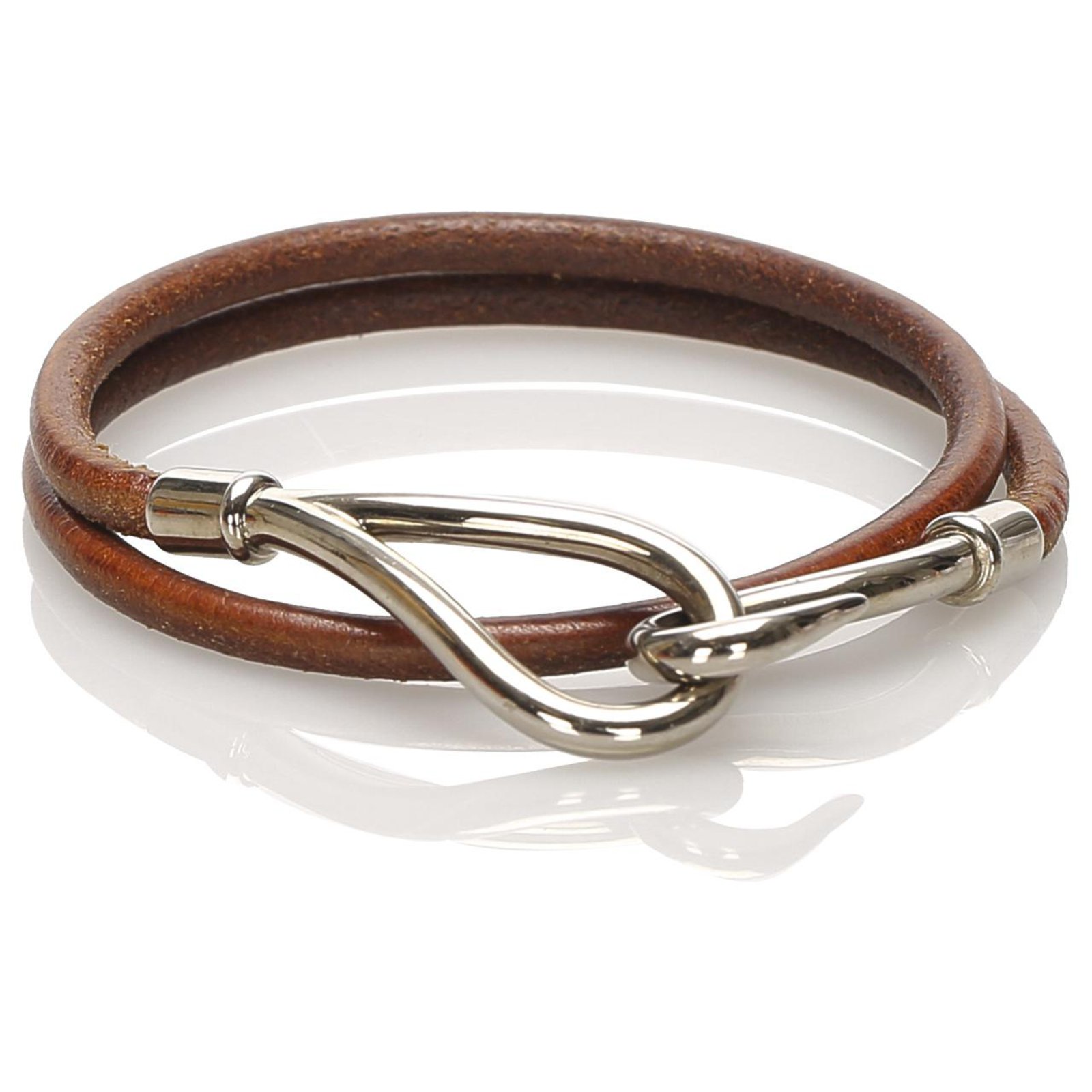 Hermes Brown Jumbo Hook Leather Bracelet
