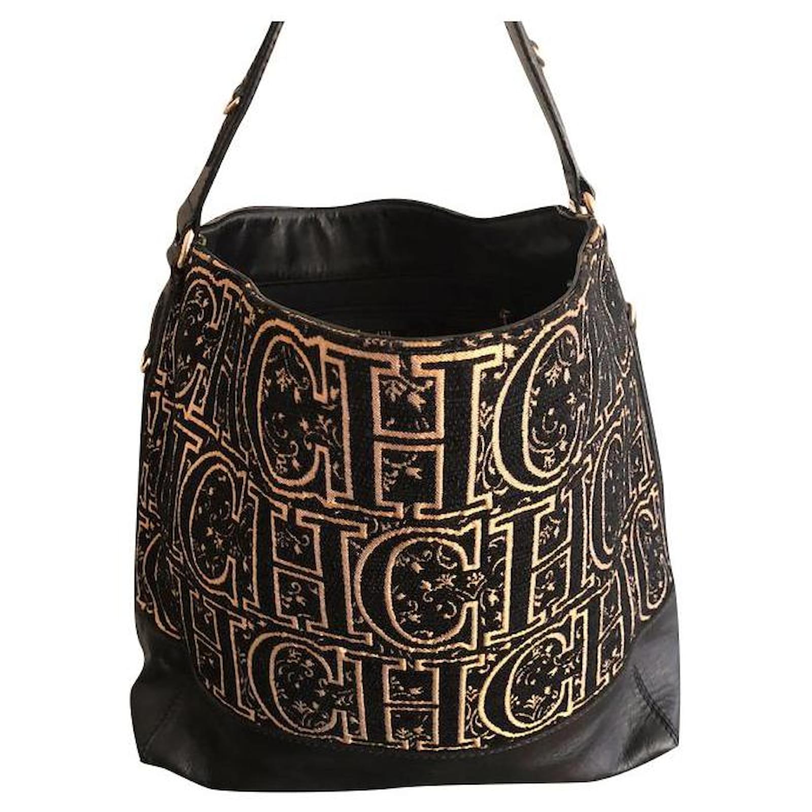 Carolina Herrera Borse Nero Pelle Tela ref.230986 - Joli Closet