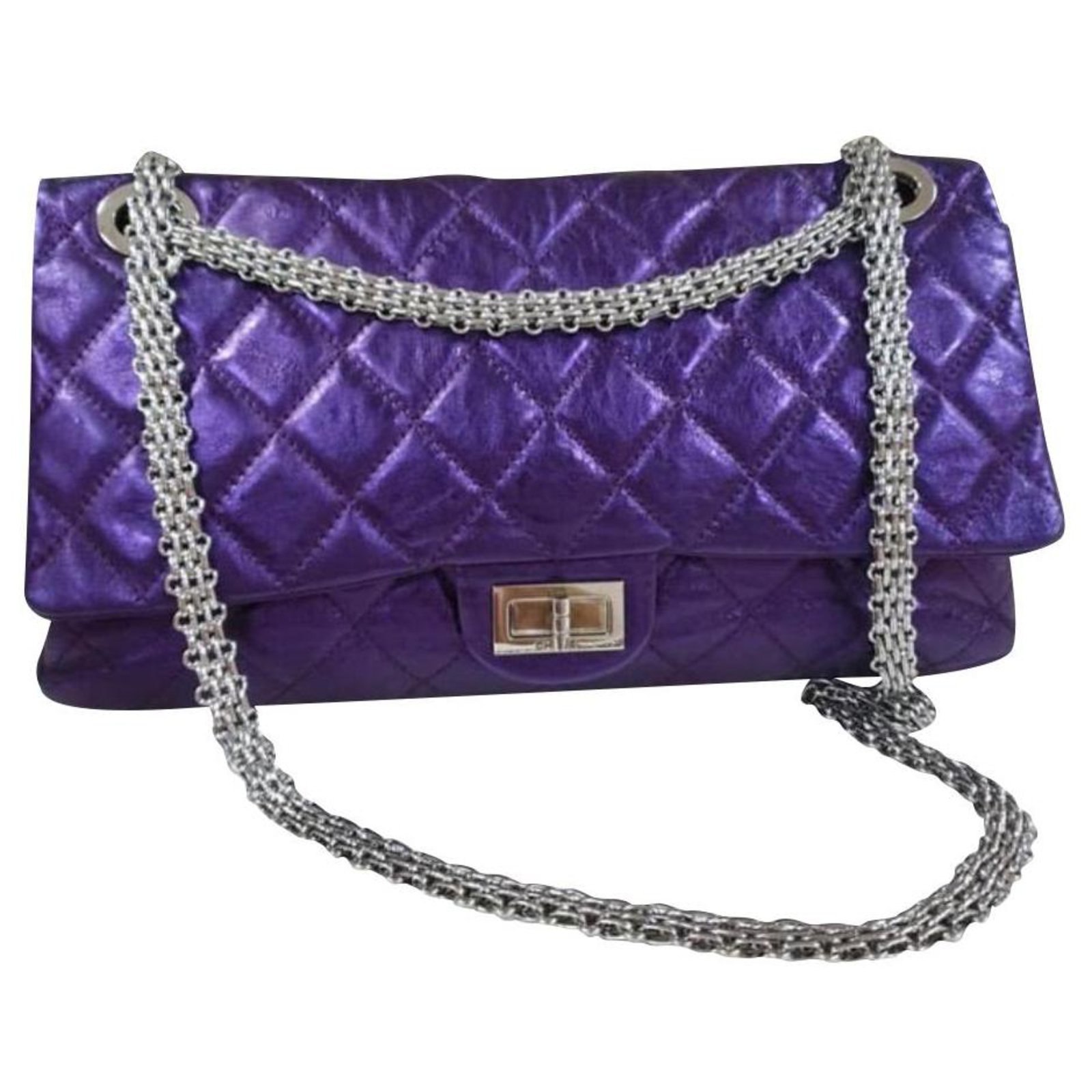CHANEL Damen Flap Bag aus Leder in Violett