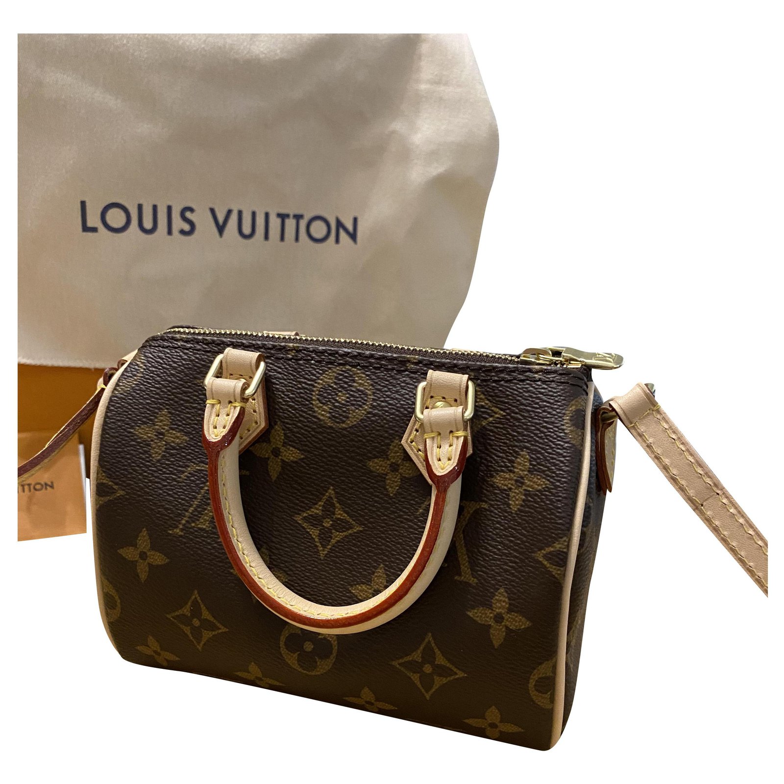Louis Vuitton Nano Speedy Brown Cloth ref.231211 - Joli Closet