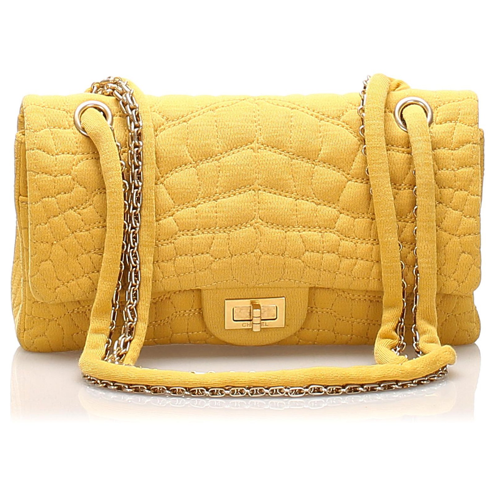Chanel Yellow Reissue Croc Stitch Cotton lined Flap Bag Cloth ref.231308 -  Joli Closet