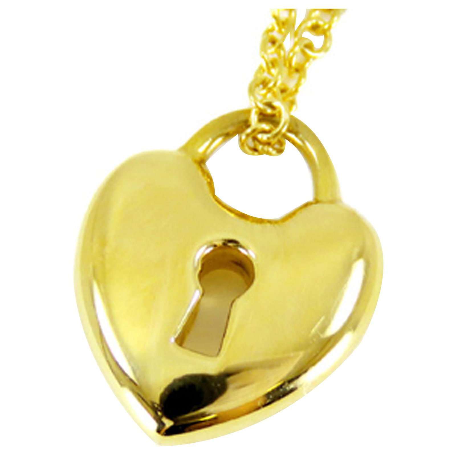 Tiffany & Co Tiffany Gold 18K Heart Lock Pendant Necklace Golden Metal  ref.231337 - Joli Closet