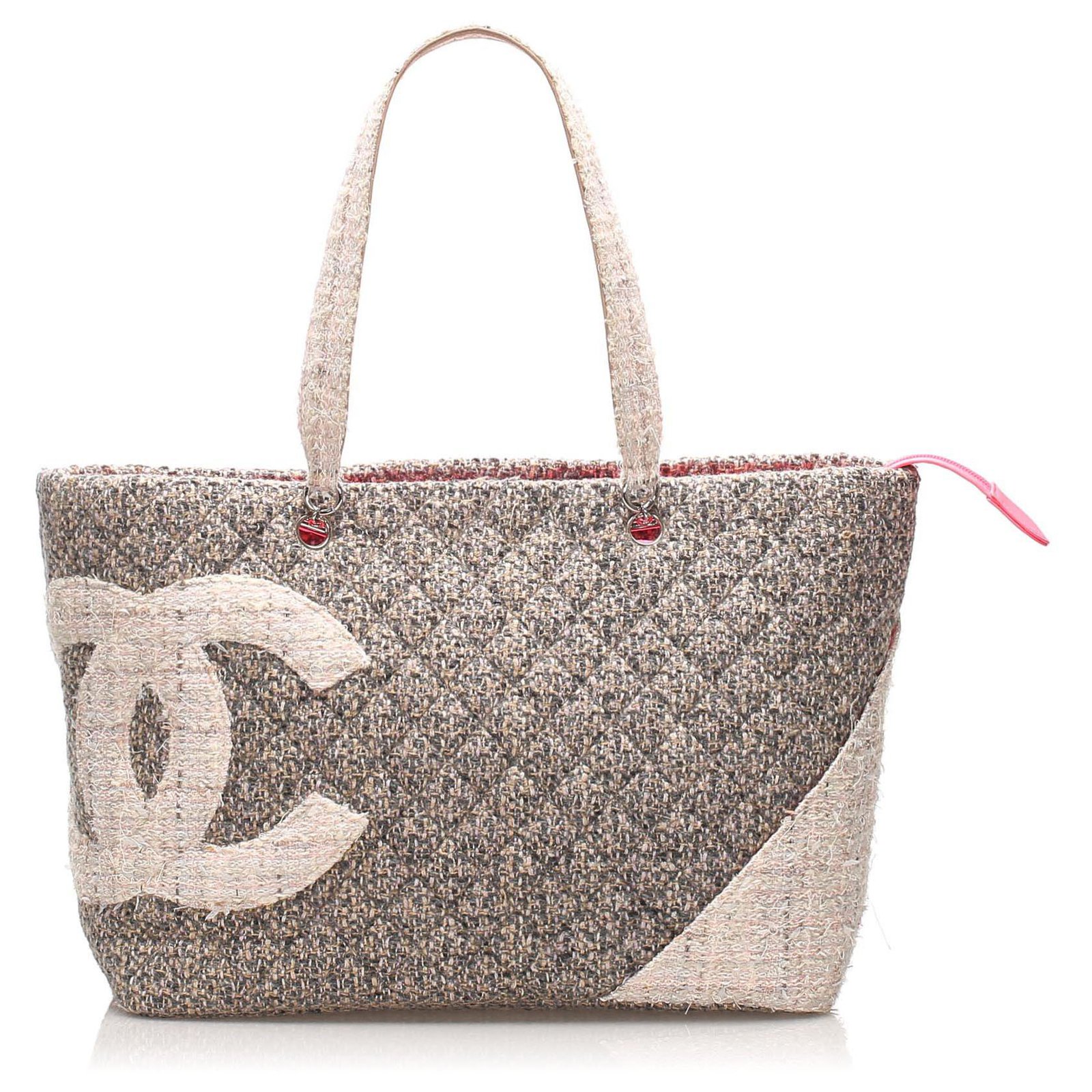 Chanel Gray Cambon Ligne Tweed Tote Bag Multiple colors Grey Cloth