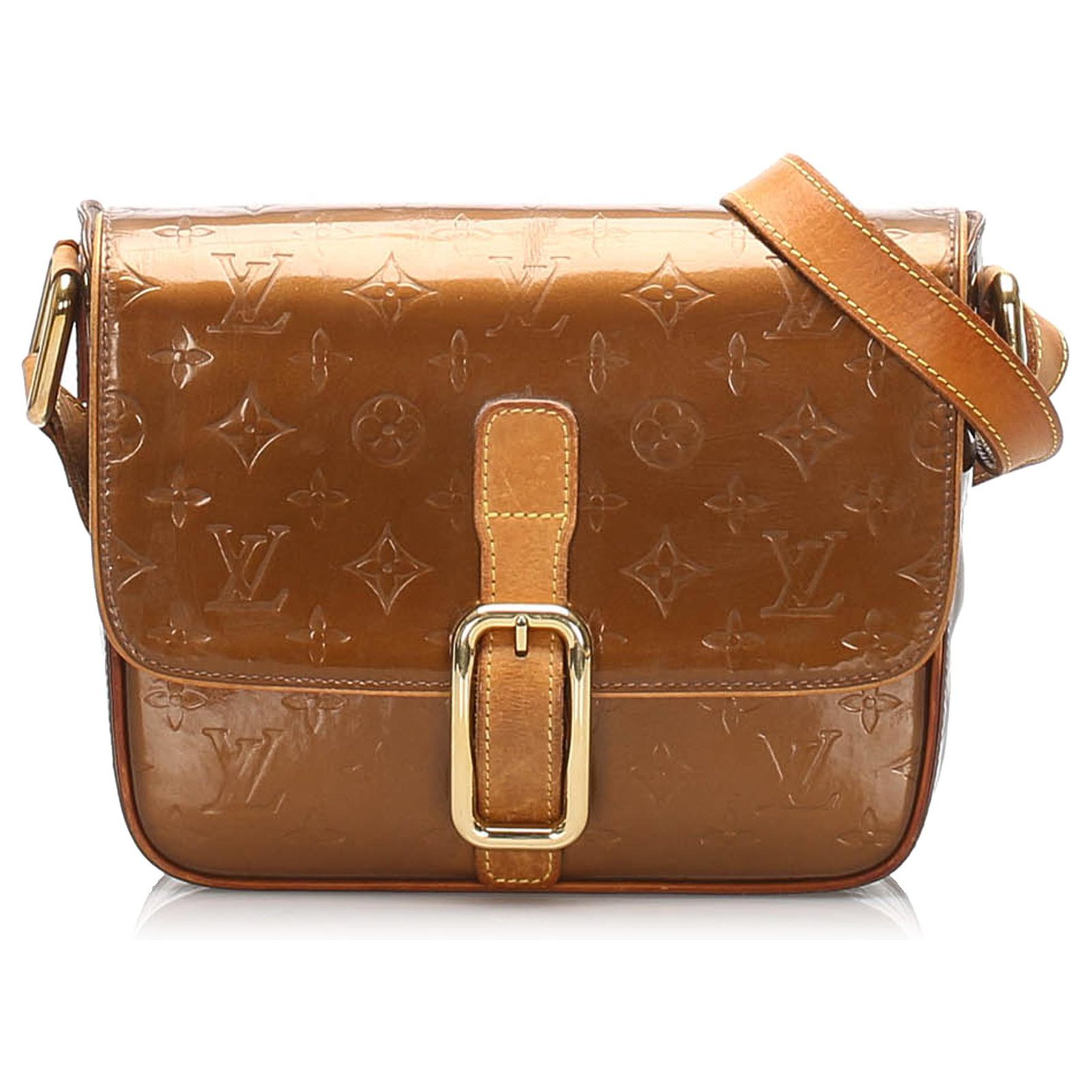 Louis Vuitton Brown Vernis Christie GM Bronze Light brown Leather