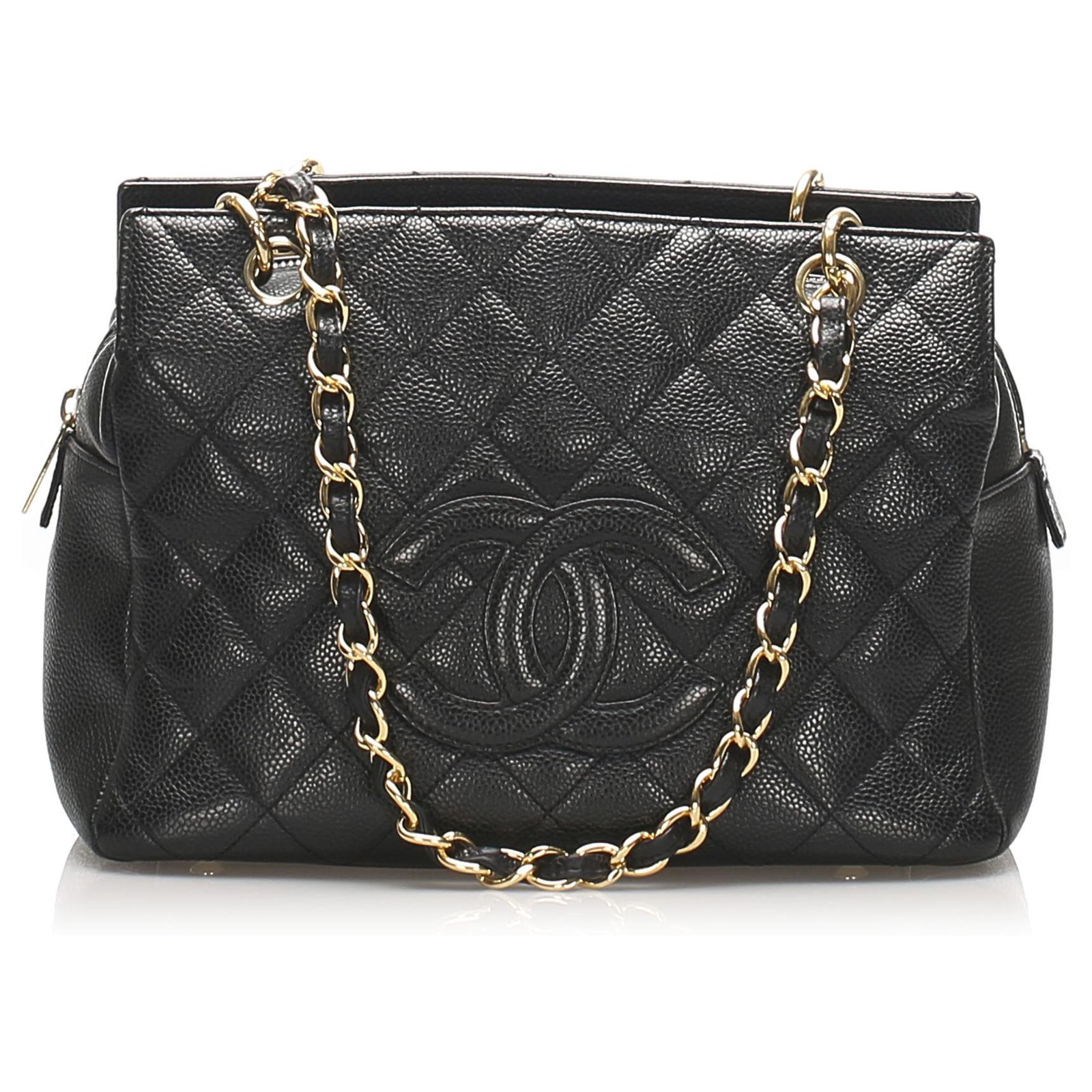 Chanel Black Caviar Petite Timeless Shopping Tote Bag Leather ref