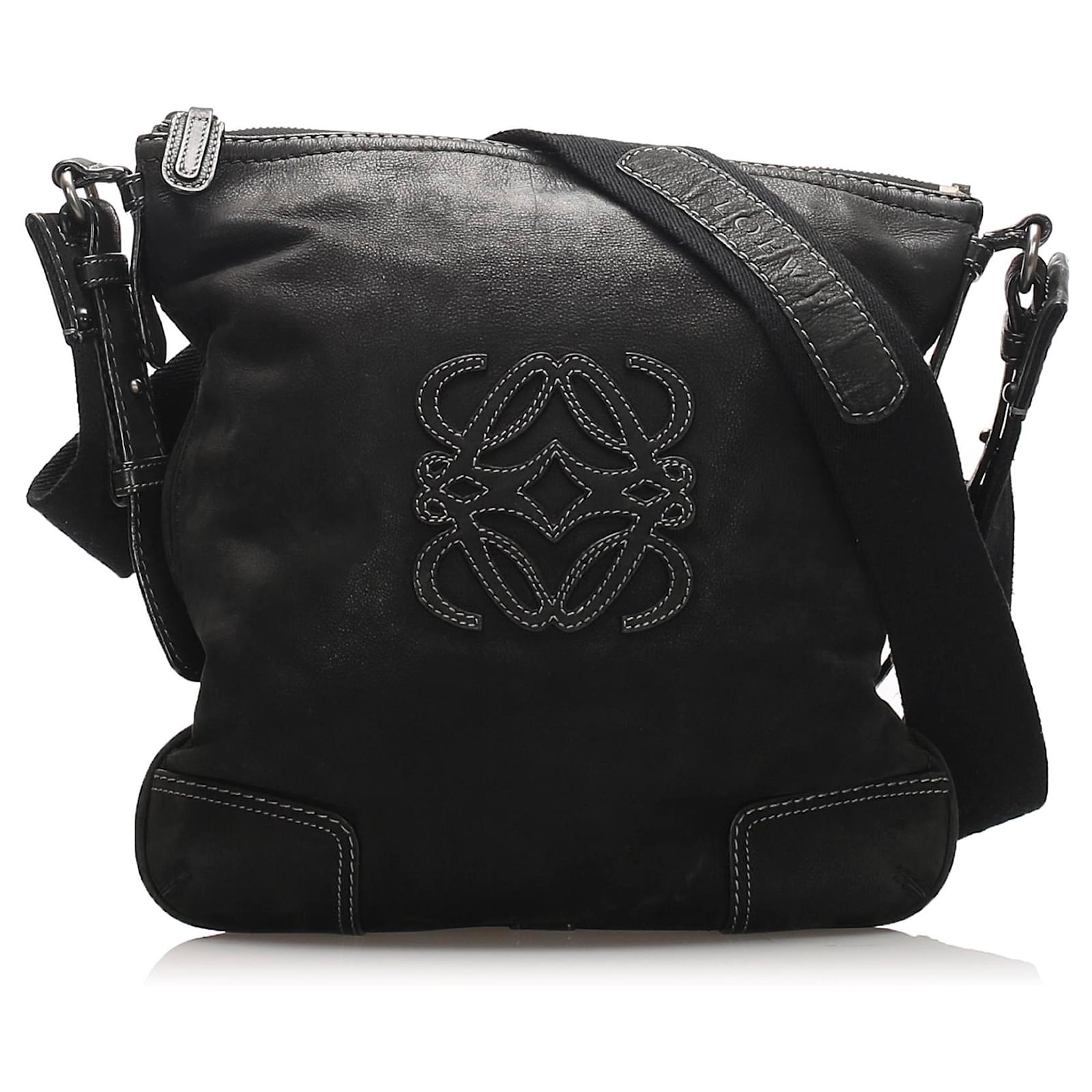 Bolso bandolera de cuero negro anagrama Loewe Becerro ref.231627 - Joli  Closet