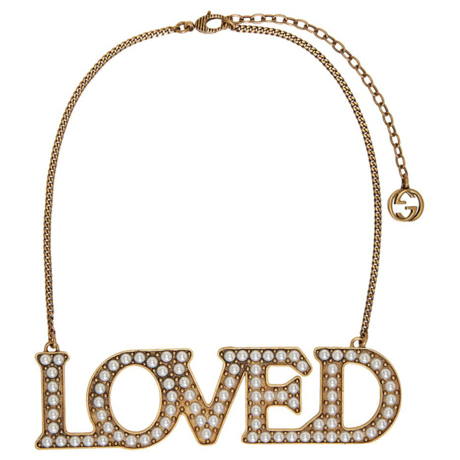 Gucci GUCCI Gold Pearl 'Loved' Necklace 