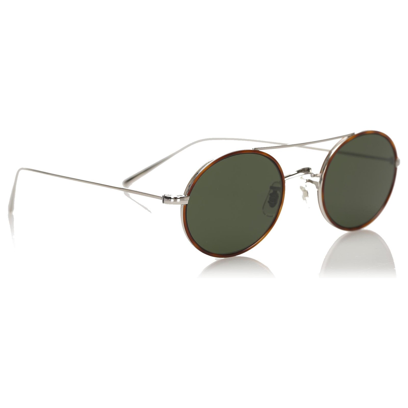 Oliver Peoples Green Shai Round Tinted Sunglasses Métal Doré Vert Vert  foncé  - Joli Closet