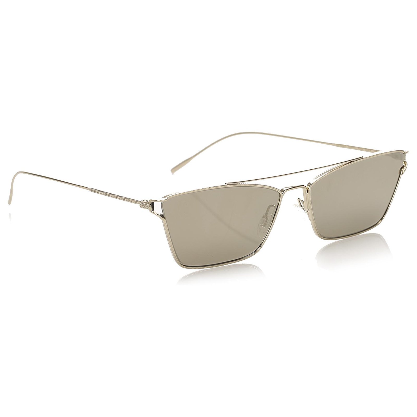 Oliver Peoples Brown Evey Square Mirror Sunglasses Golden Metal   - Joli Closet