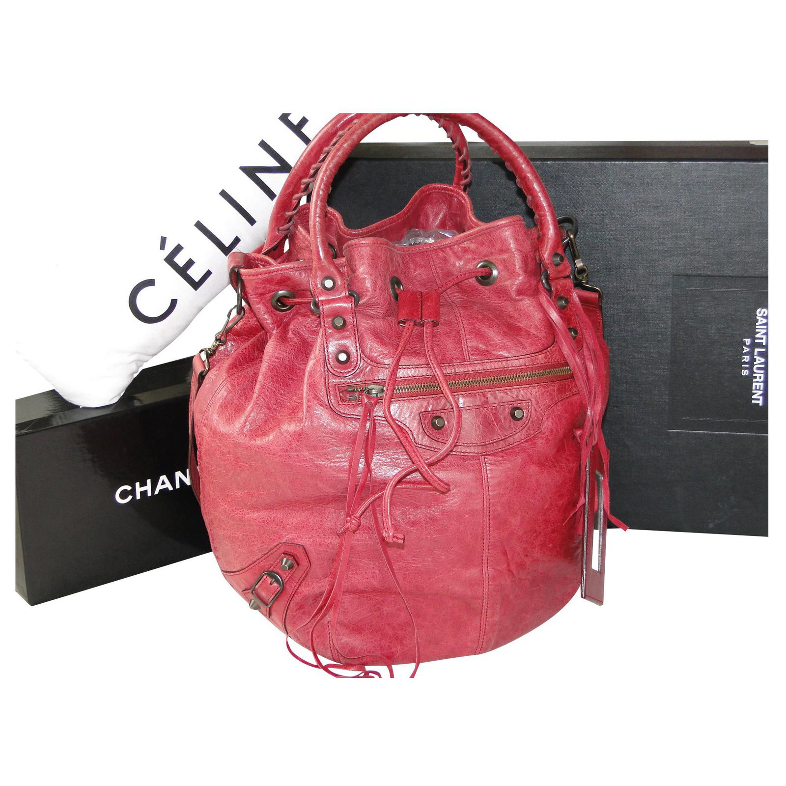 Balenciaga Pompon leather bag pink Lambskin ref.233238 - Closet