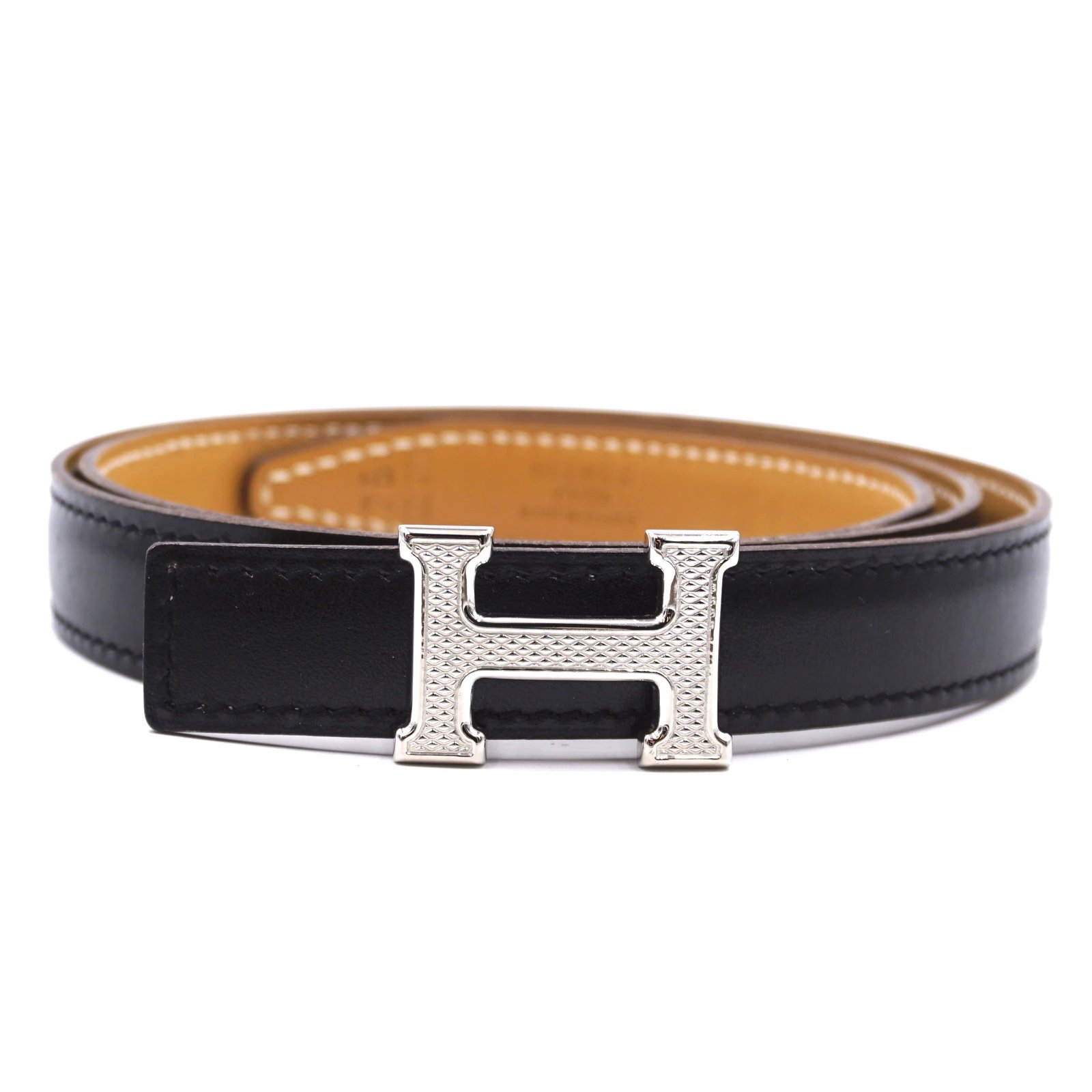 hermes black leather belt