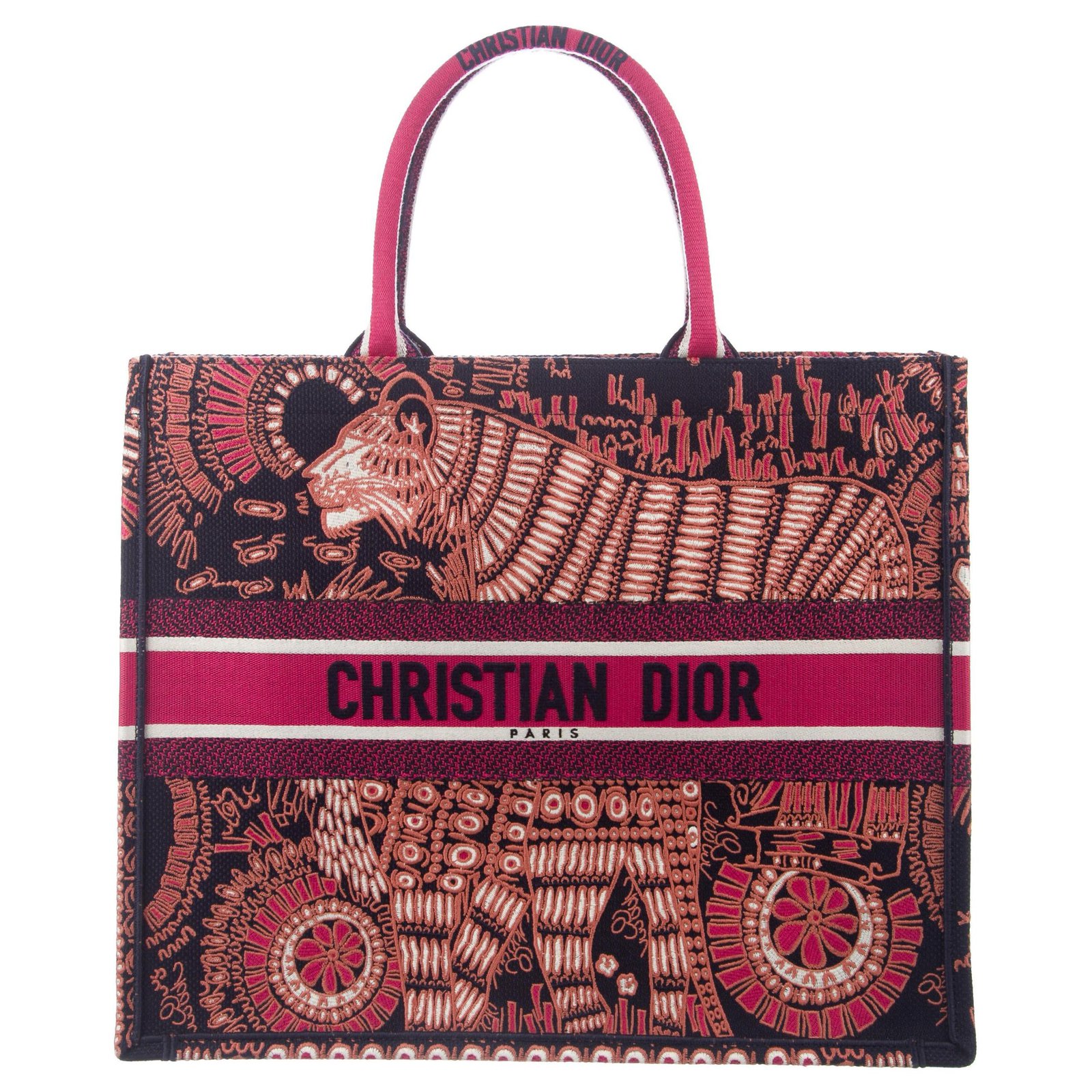 dior embroidered canvas book tote bag