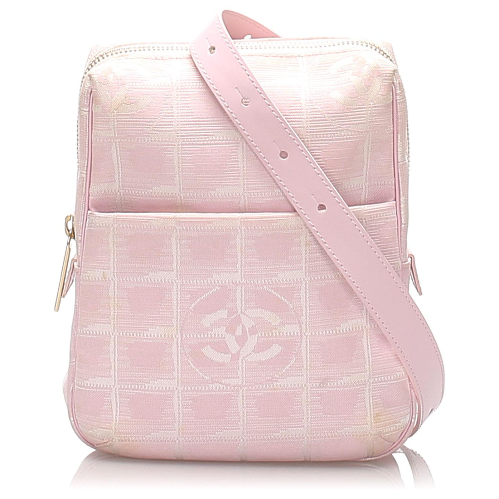 Chanel Pink New Travel Line Nylon Crossbody Bag