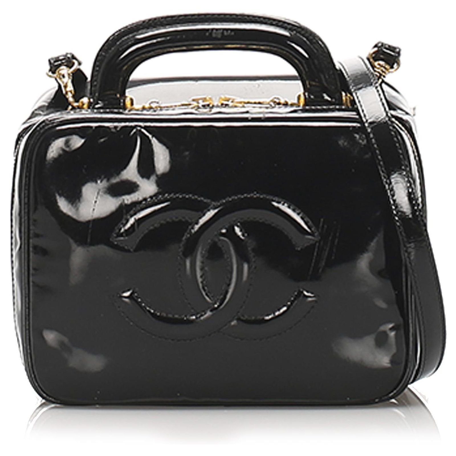 Chanel Black CC Patent Leather Vanity Case ref.233699 - Joli Closet