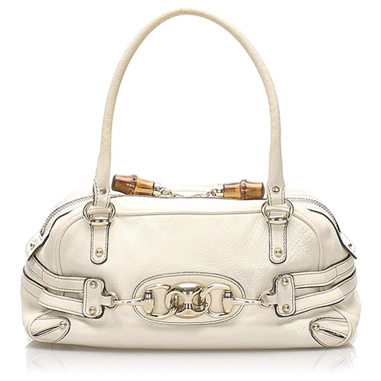 Gucci White Wave Leather Shoulder Bag Pony-style calfskin ref 