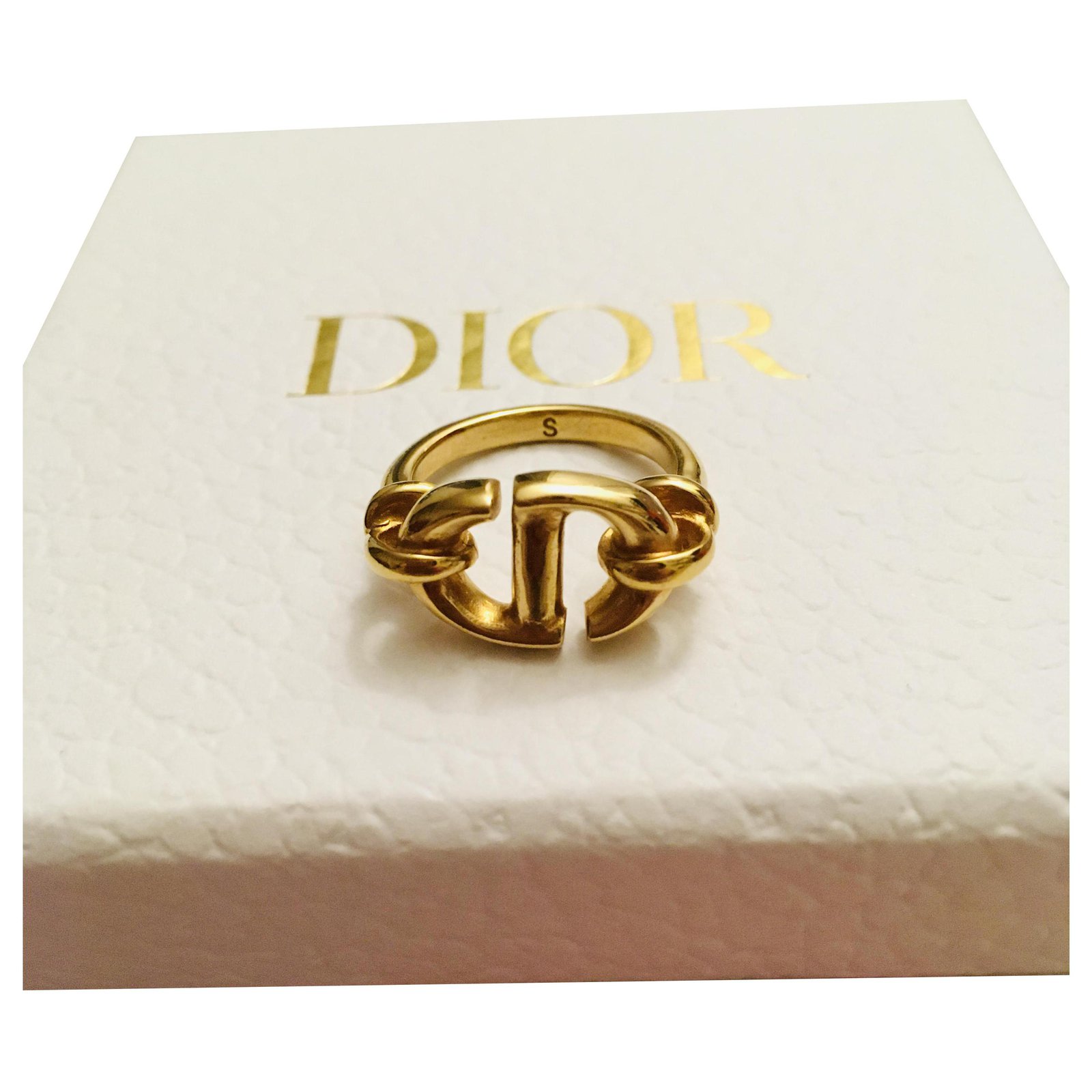 Dior CD Navy Ring in size S Gold hardware Metal ref.234253 - Joli