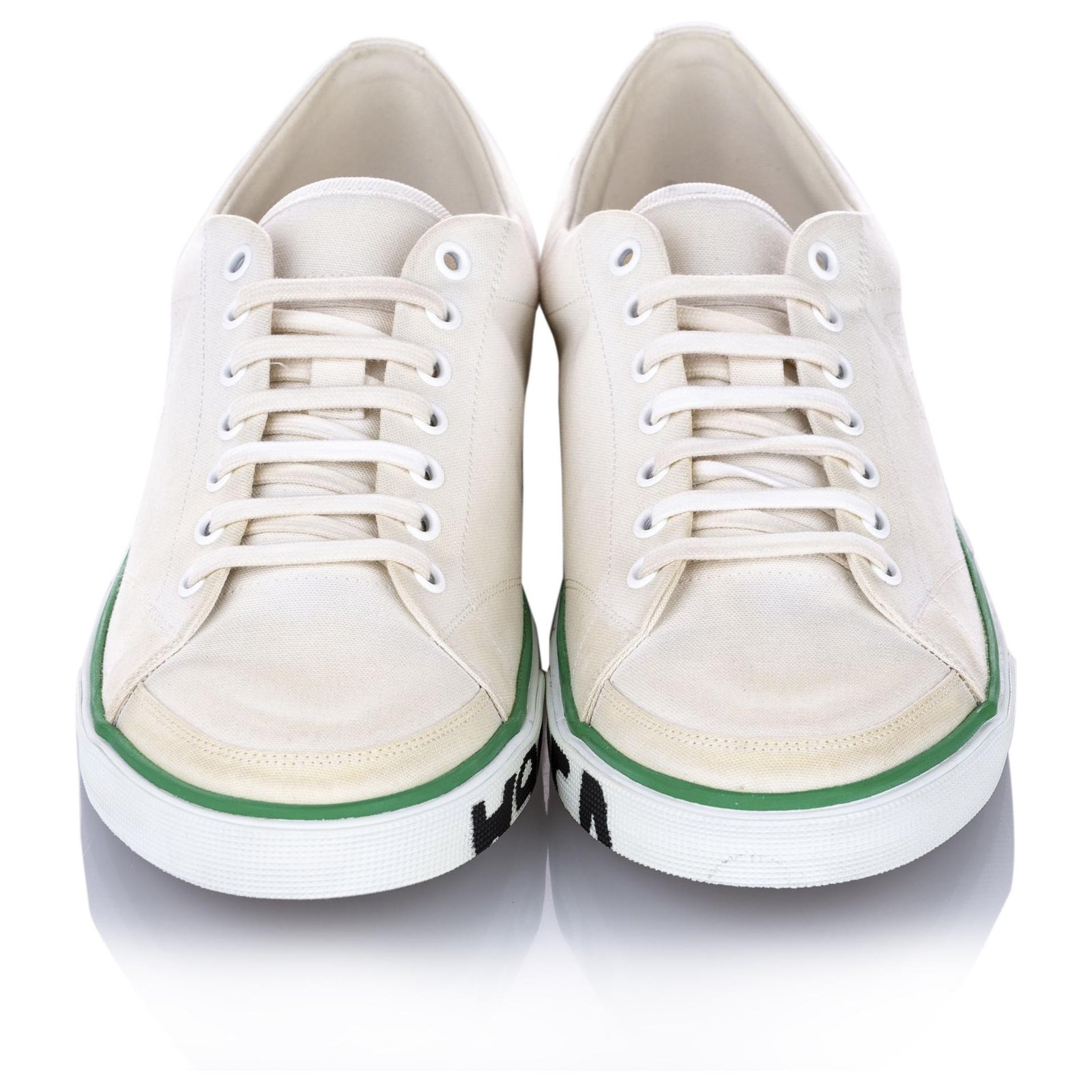 white cloth sneakers