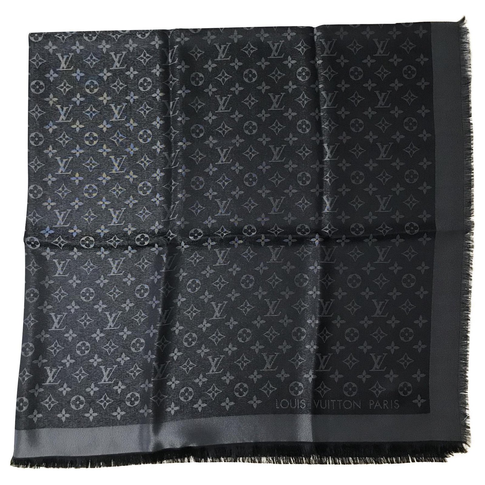 Scialle Louis Vuitton Shine nero Black Silk Polyester Wool Viscose  ref.234425 - Joli Closet