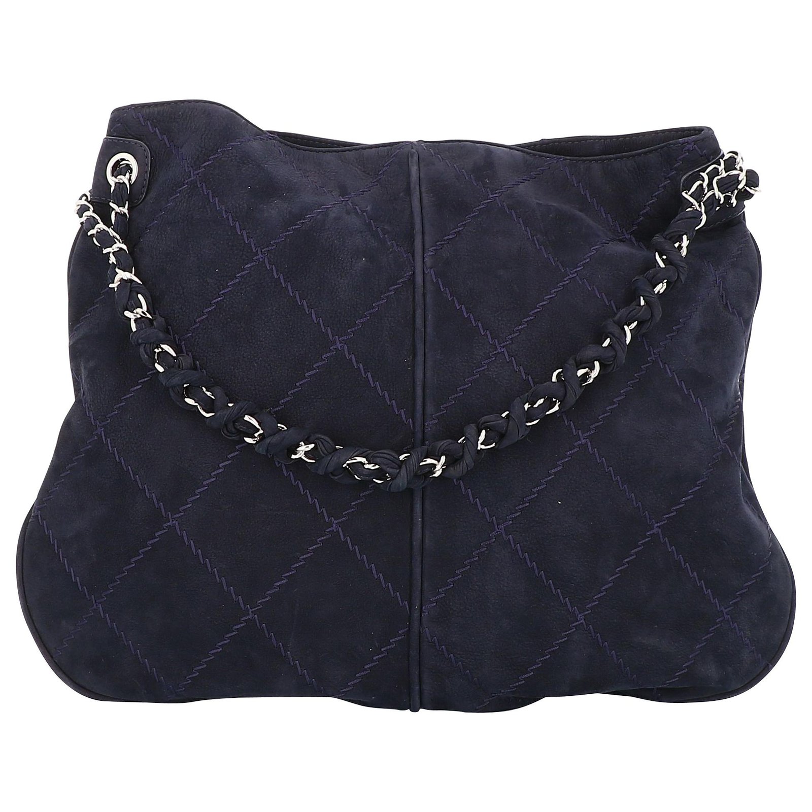 navy blue suede handbag