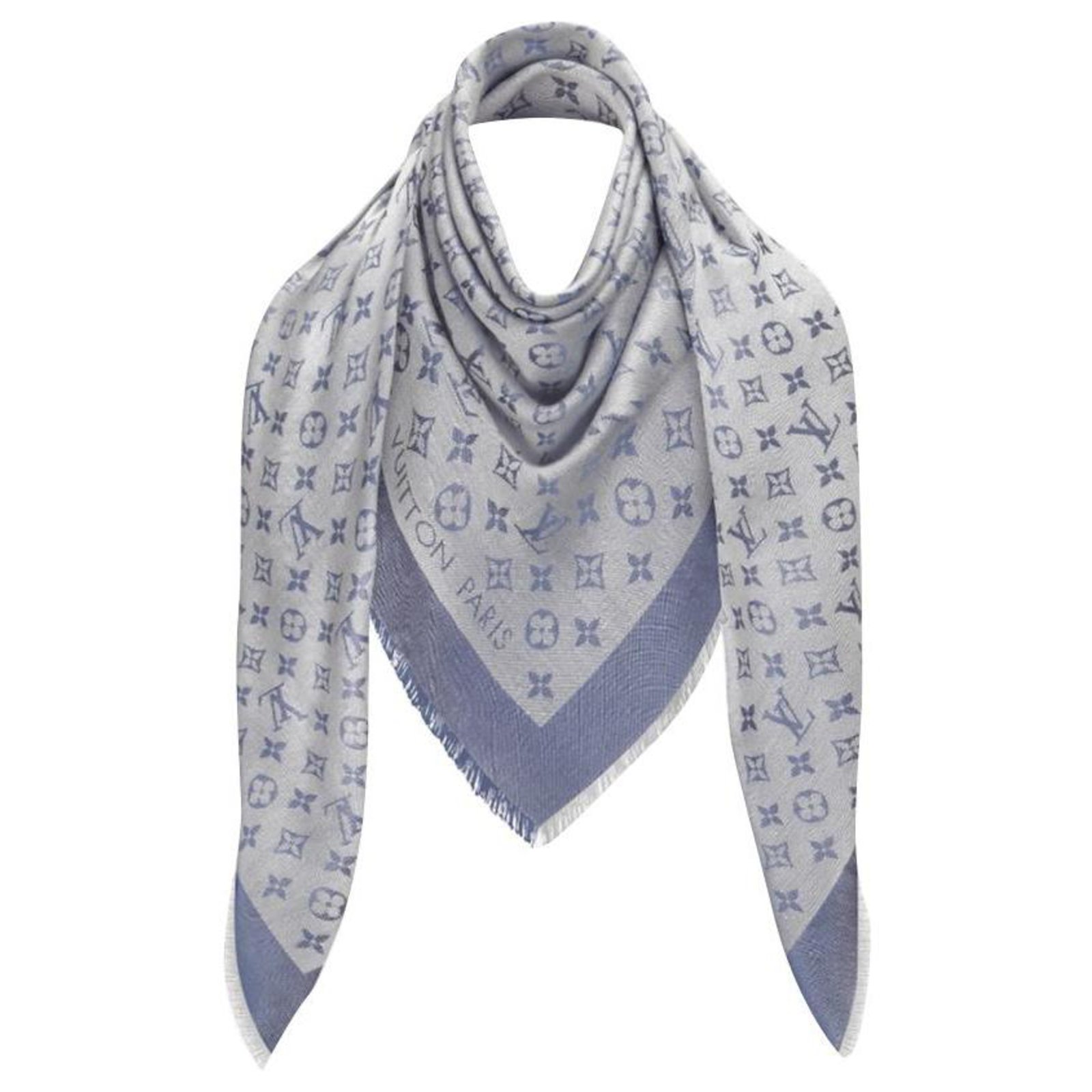 vuitton blue denim monogram scarf