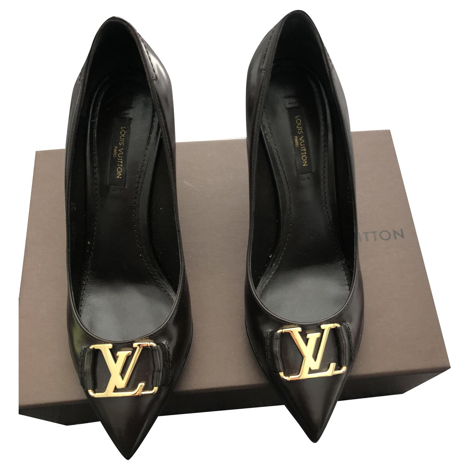 Zapatos de mujer LV Louis Vuitton LV Logo Block tacones HB0912-4 cuero  zapatos de trabajo importación