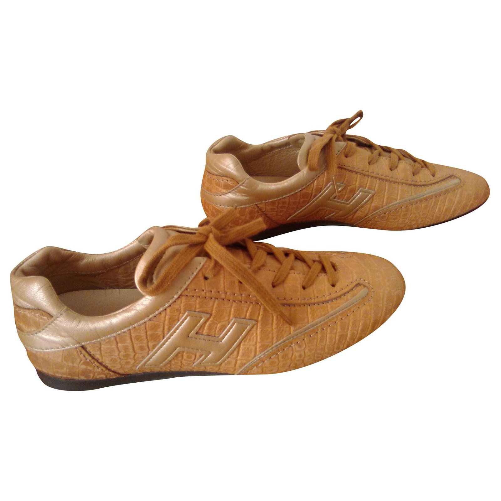 قروي استثمار حصن  HOGAN OLYMPIA SNEAKERS Beige Bronze Leather ref.235223 - Joli Closet