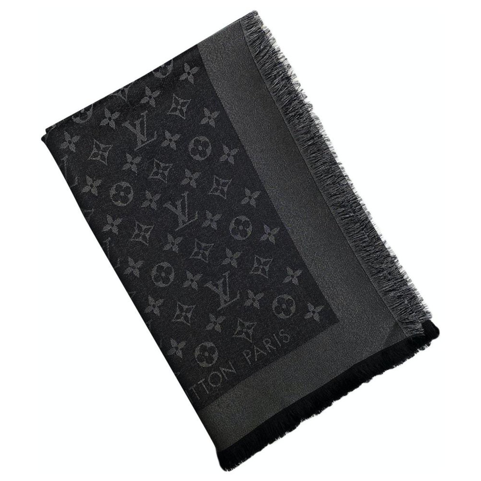Louis Vuitton Black Lurex Monogram Shine Shawl with Box For Sale