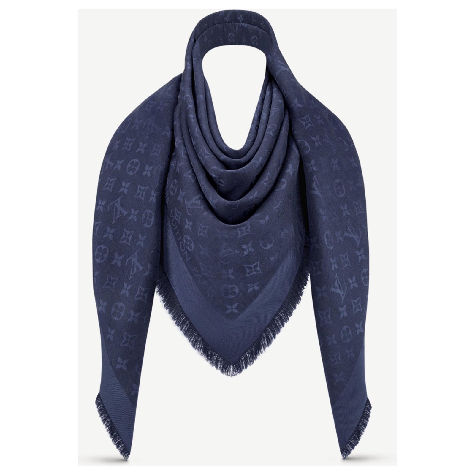 LOUIS VUITTON - Schal aus 100 % Seide in Blau und Schwar…
