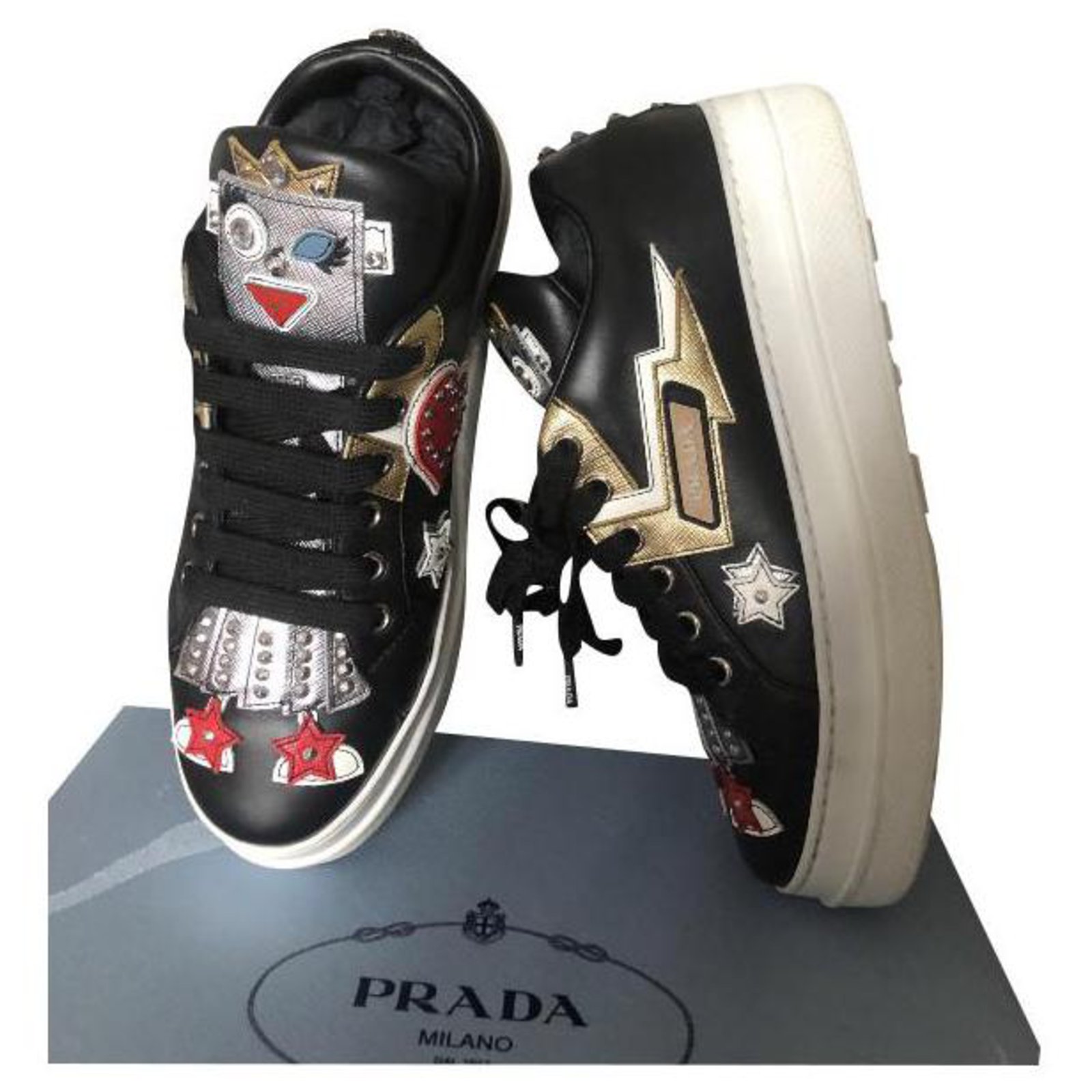 Leather trainers Prada White size 37 EU in Leather - 37483746
