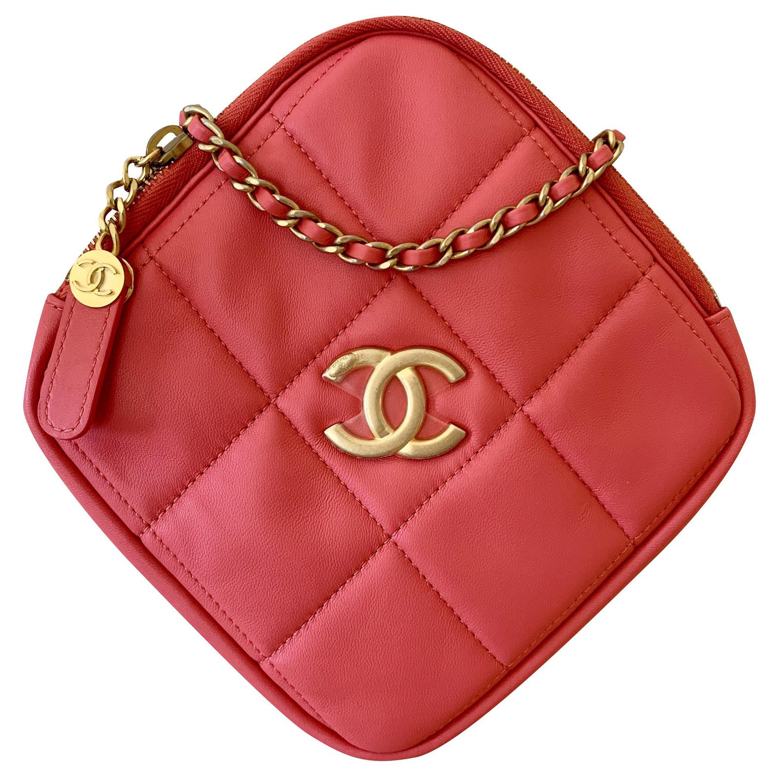 Handbags Chanel Runway Pink Lambskin Leather Diamond Cut Handbag