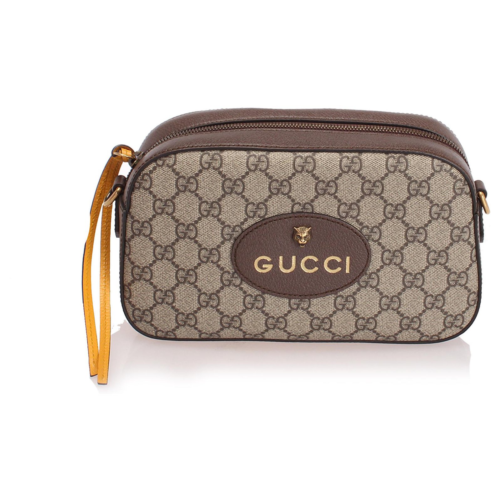 Gucci Gg Supreme Messenger Bag In Beige,brown
