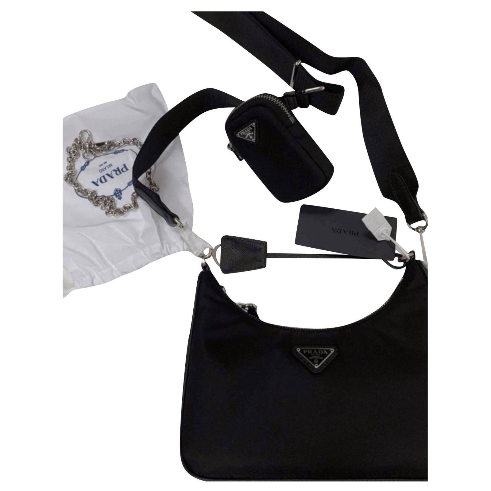 PRADA Saffiano Lux Re-Edition 2005 Shoulder Bag Black 563002
