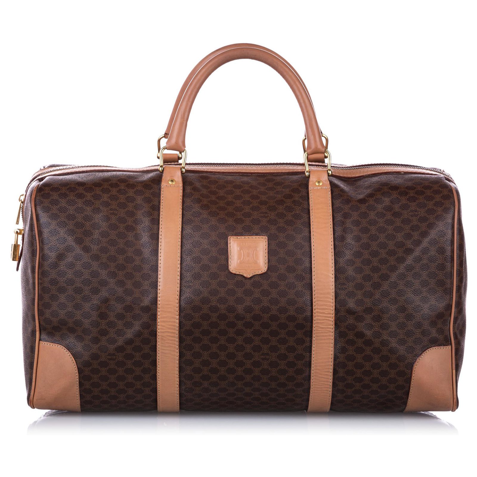 Céline Celine Brown Macadam Travel Bag Dark brown Leather Plastic  Pony-style calfskin ref.284867 - Joli Closet