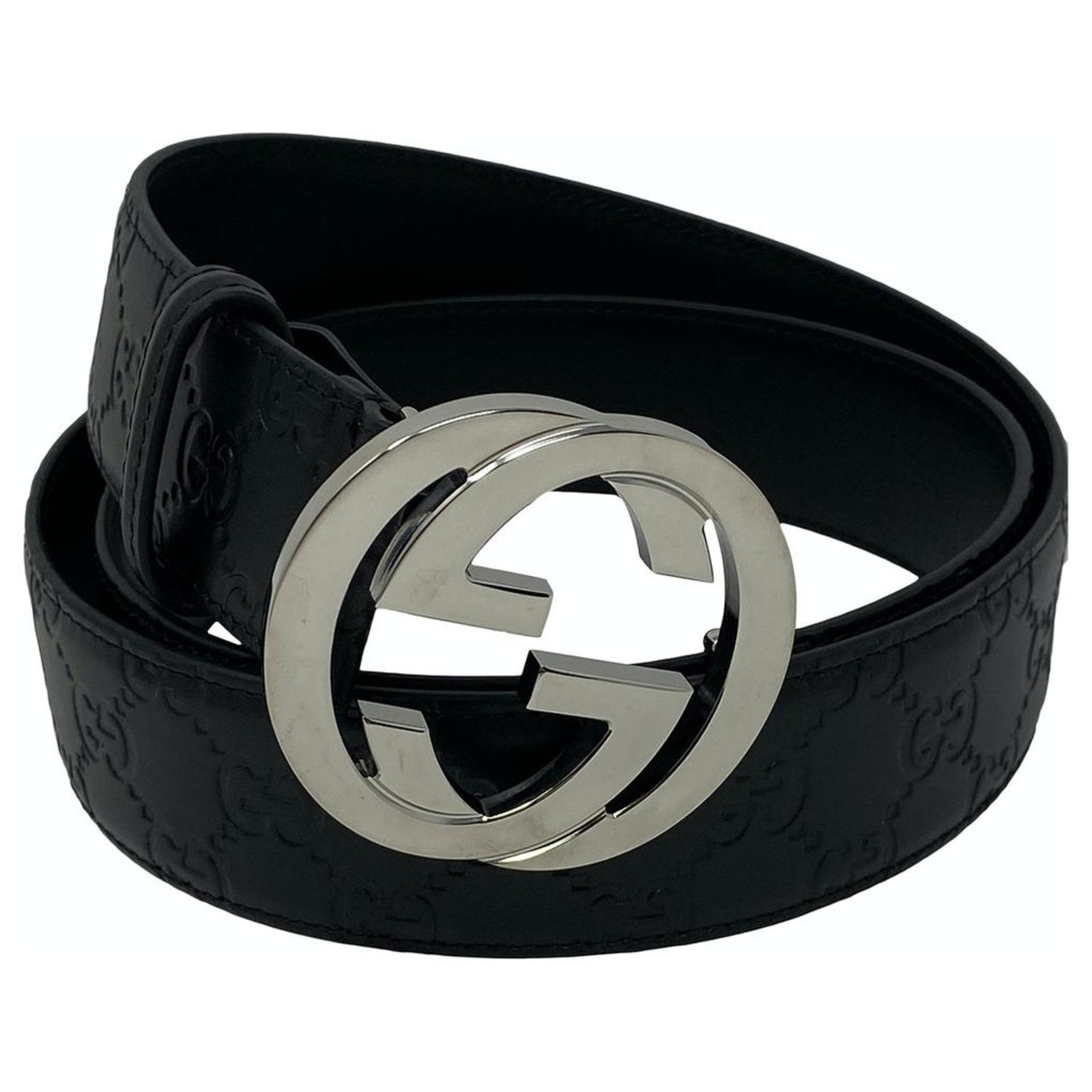 black leather gucci belt