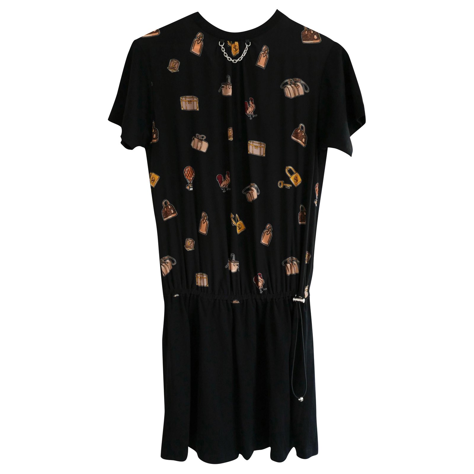 Louis Vuitton SS19 Objects Print Dress Black Silk ref.237223 - Joli Closet