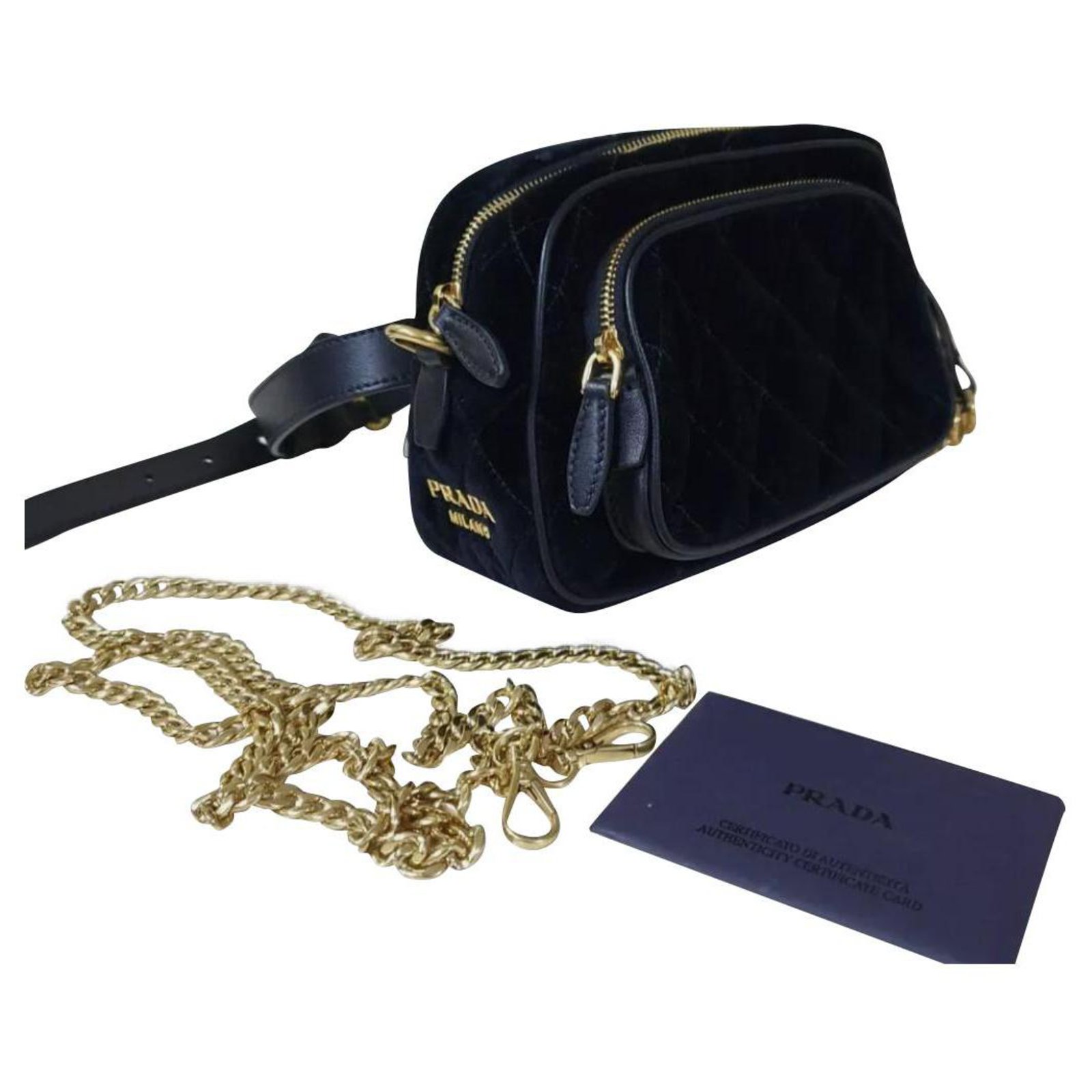 Prada Cahier Small Velvet Convertible Belt Bag Black  - Joli  Closet